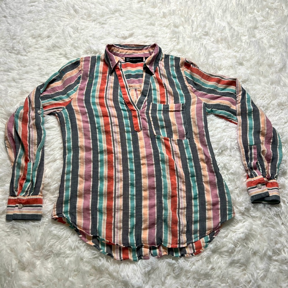 New York & Company Womens Long Sleeve Flannel Size S
